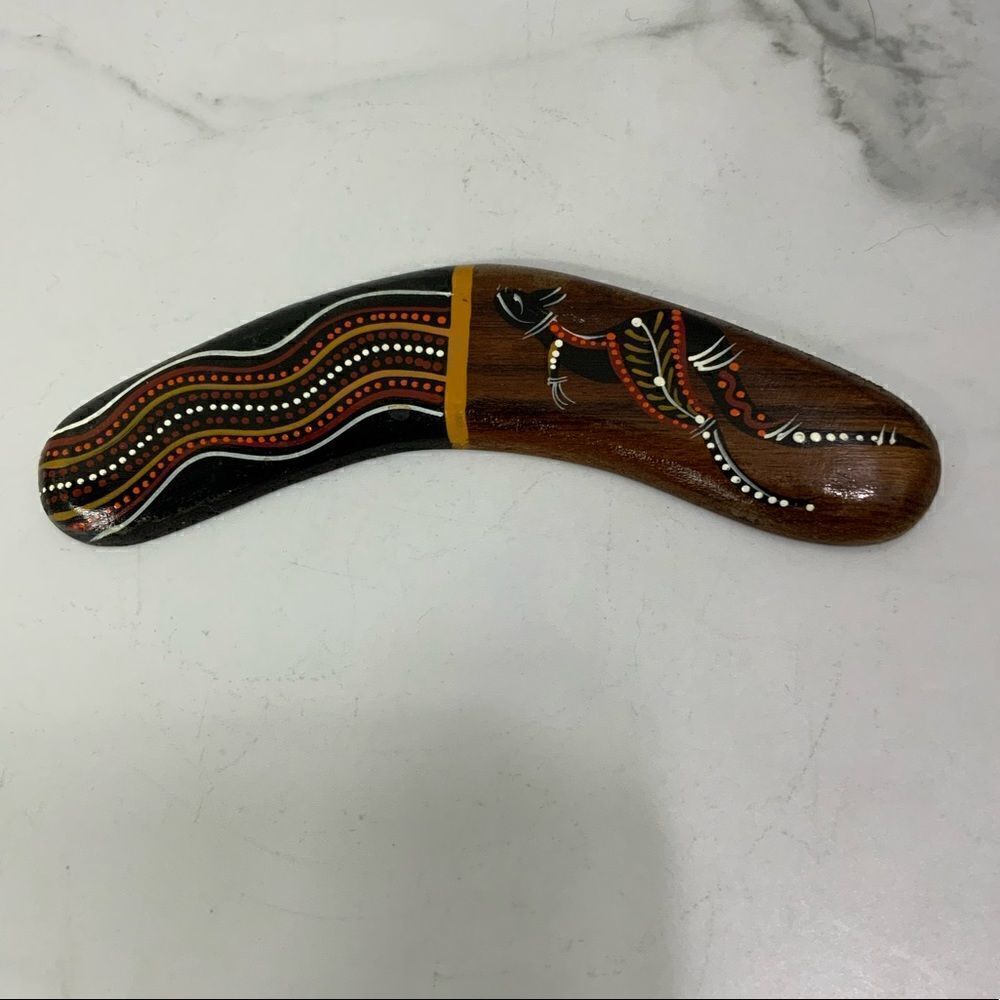 Australian Made Hardwood Handpainted Aboriginal Artwork 8” Boomerang